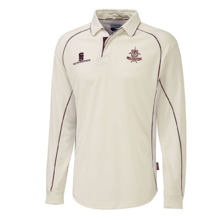 Tetherdown Trundlers CC - Premier Long Sleeve Maroon Trim Shirt