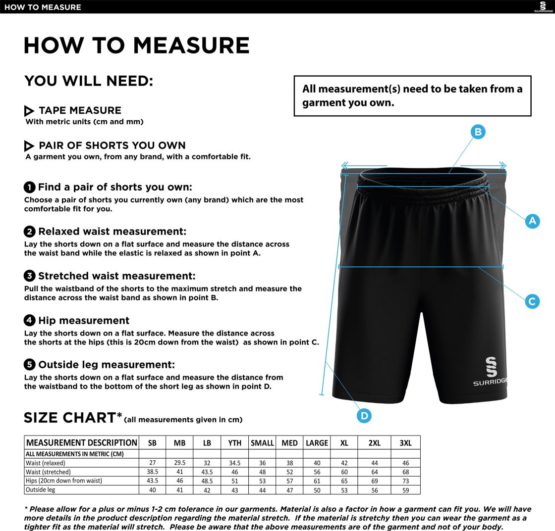 Tetherdown Trundlers CC - Blade Shorts - Size Guide